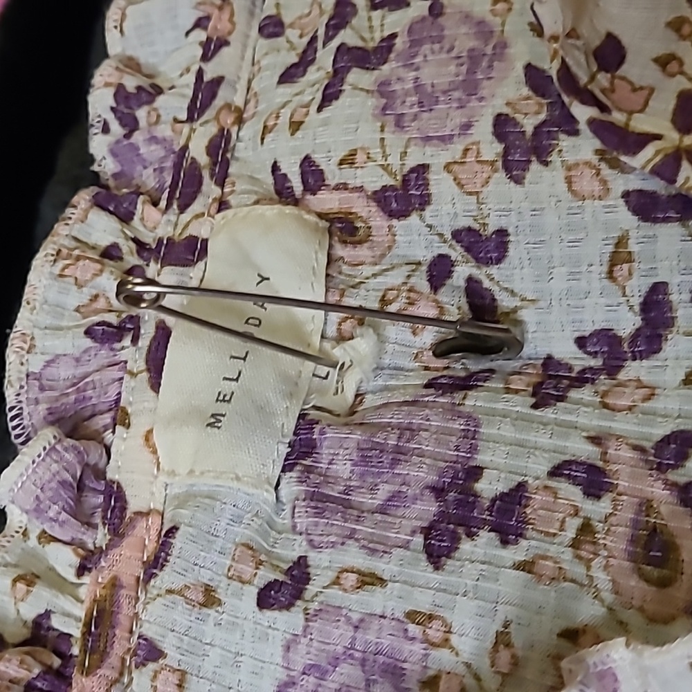 $5🧨 MELLODAY Floral Print Gathered short slv Blouse Pullover - Picture 4 of 13